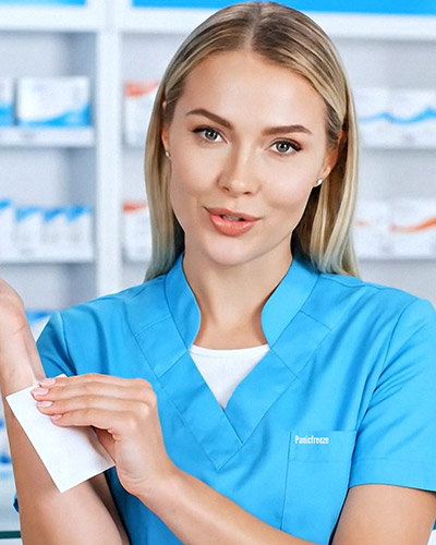 Applying pouch, calm breathing, breaking fear cycle